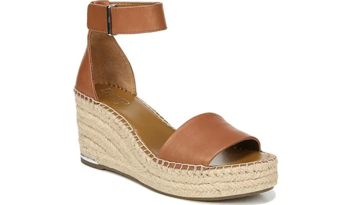 Wedges Women Franco Sarto Franco Clemens Espadrille Wedge Sandal Tan Leather
