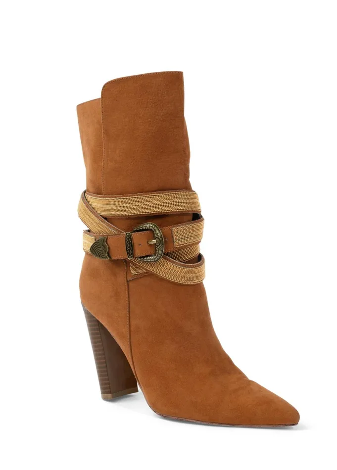 WESTERN BUCKLE WRAP BOOTS Cognac Women VENUS Boots and Booties