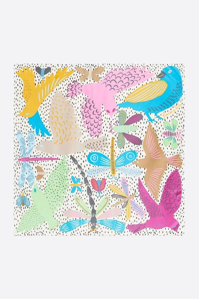 White Ministripe Bugs And Birds Scarf White Women Bimba Y Lola Scarves