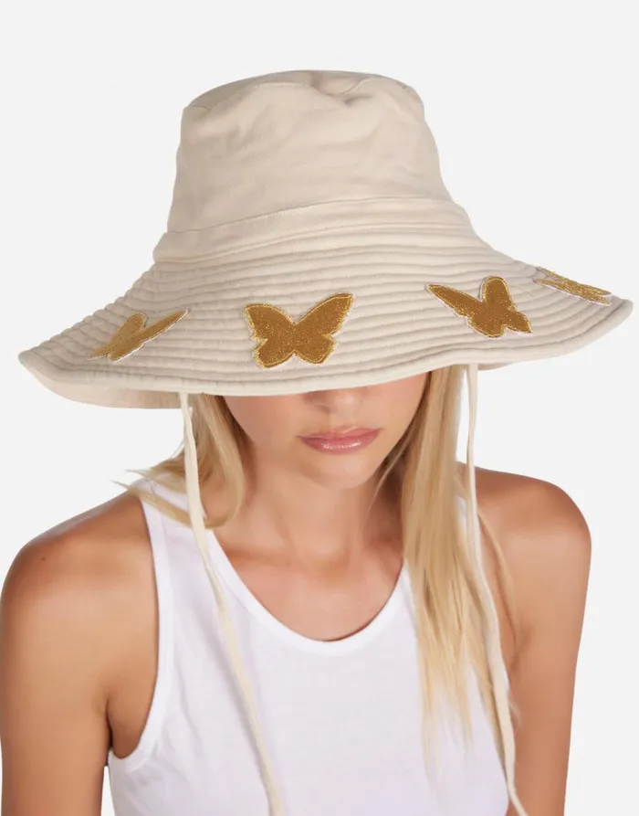 Women039s Adina Gold Butterfly Patches Natural Lauren Moshi Hats