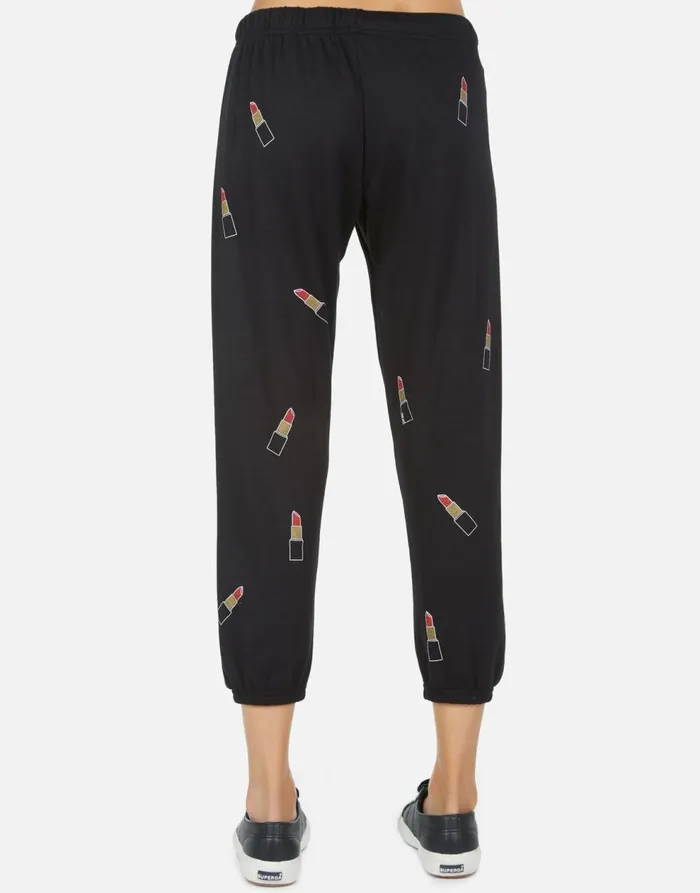 Women039s Alana Mini Lipstick Black Lauren Moshi Crop Sweatpants
