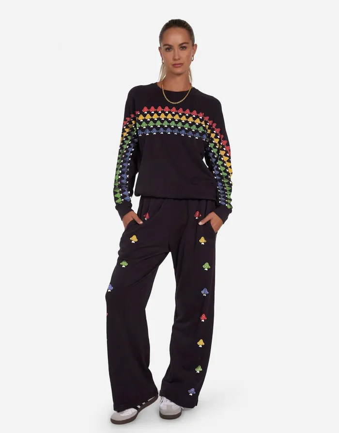 Women039s Anela Rainbow Mushrooms Onyx Lauren Moshi Long Sleeve
