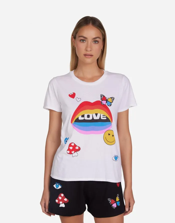 Women039s Croft Love Collage White Lauren Moshi Short Sleeve