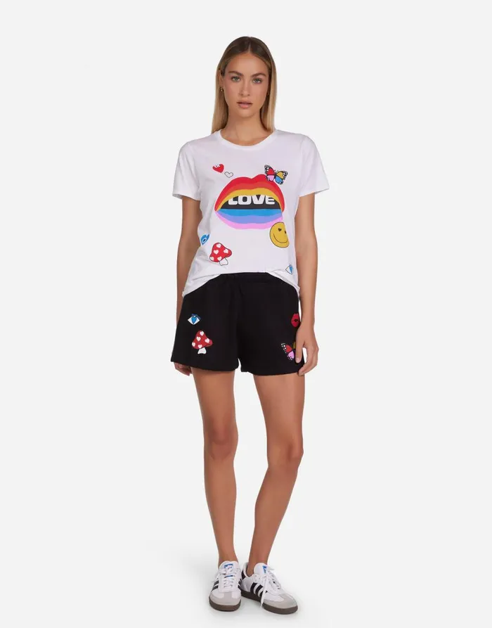Women039s Croft Love Collage White Lauren Moshi Short Sleeve