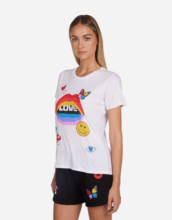 Women039s Croft Love Collage White Lauren Moshi Short Sleeve