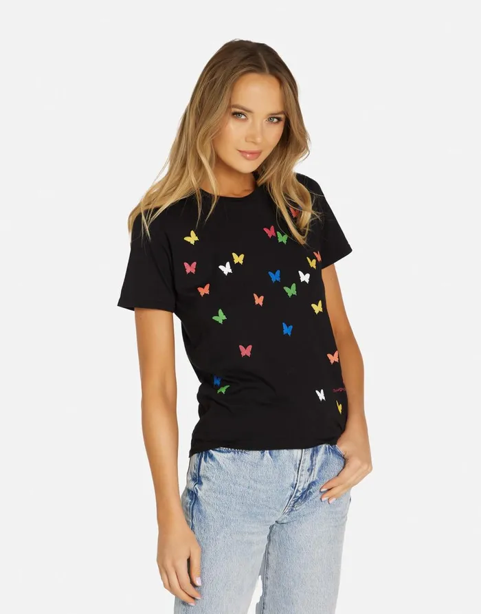 Women039s Croft Mini Butterflies Black Lauren Moshi Short Sleeve