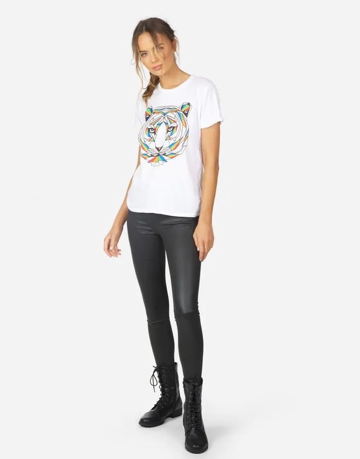 Women039s Edda Geo Tiger White Lauren Moshi Short Sleeve