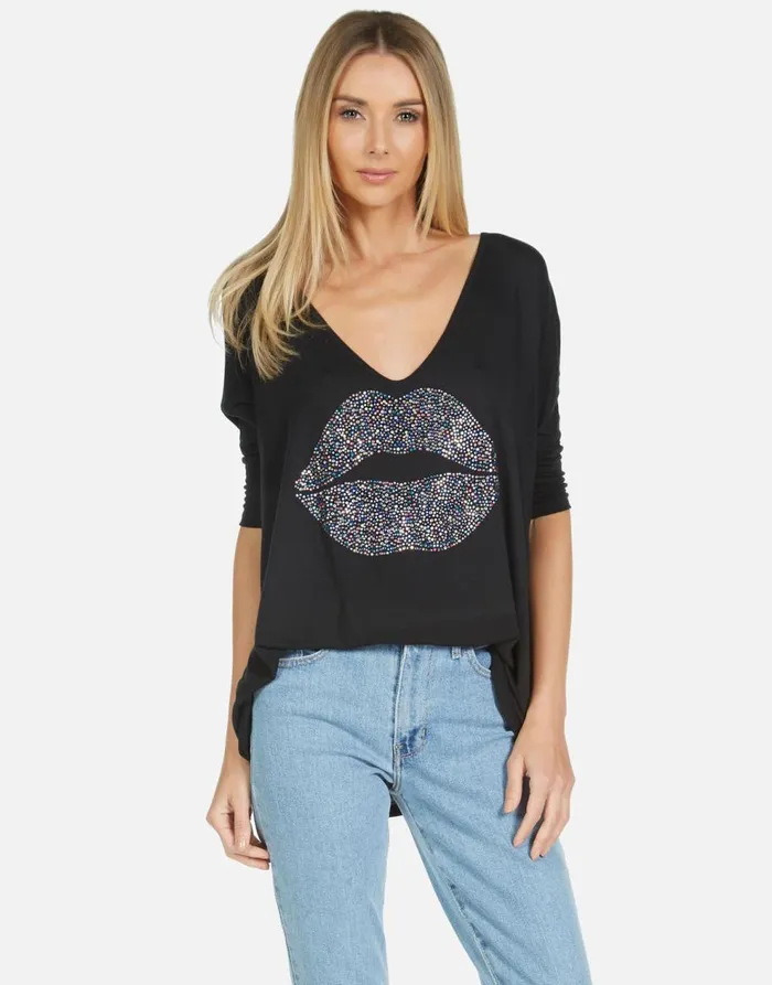 Women039s Eva Sprinkle Lip Black Lauren Moshi Long Sleeve