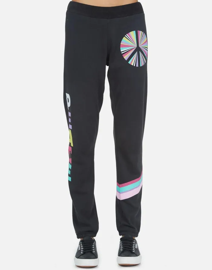 Women039s Gia Rainbow Ray Peace Onyx Lauren Moshi Long Sweatpants
