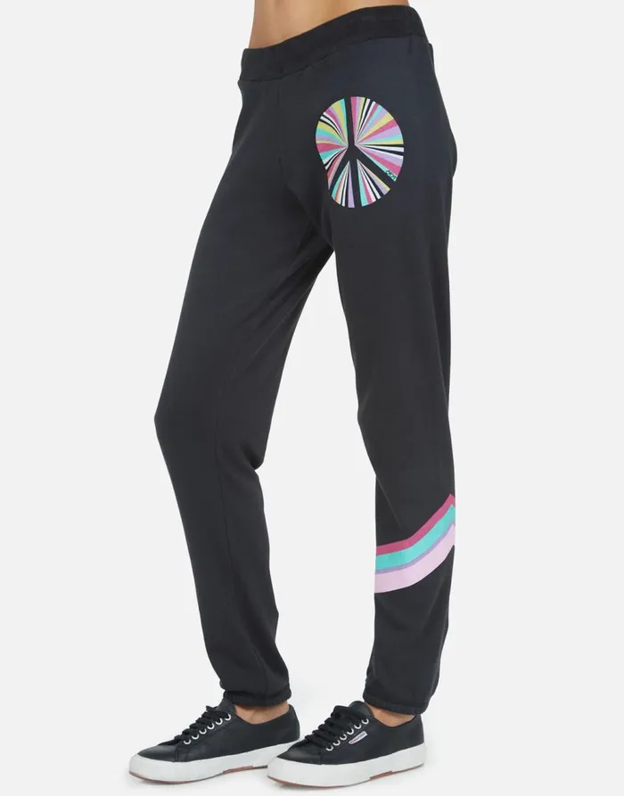 Women039s Gia Rainbow Ray Peace Onyx Lauren Moshi Long Sweatpants