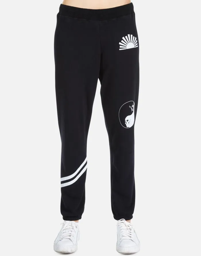 Women039s Gia Skull Yin Yang Black Lauren Moshi Long Sweatpants