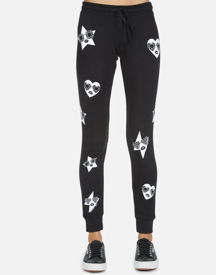 Women039s Jess Bling Face Black Lauren Moshi Long Sweatpants
