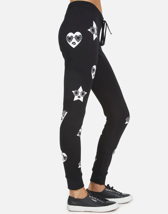Women039s Jess Bling Face Black Lauren Moshi Long Sweatpants
