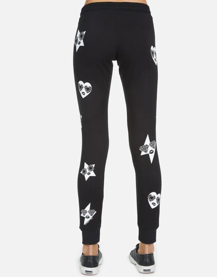 Women039s Jess Bling Face Black Lauren Moshi Long Sweatpants