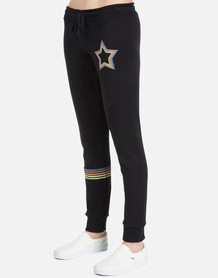 Women039s Jess Rainbow Star Black Lauren Moshi Long Sweatpants