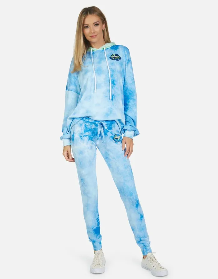 Women039s Jess World Peace Lips Blue Clouds Lauren Moshi Long Sweatpants