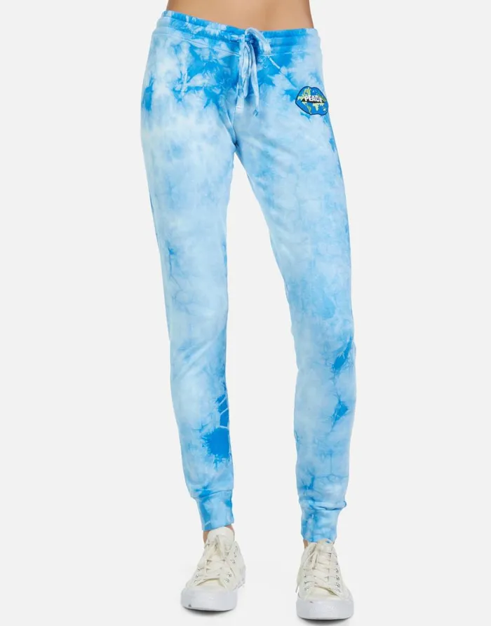 Women039s Jess World Peace Lips Blue Clouds Lauren Moshi Long Sweatpants