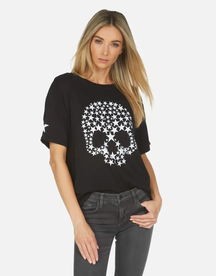 Women039s Jolene Star Skull Black Lauren Moshi Short Sleeve