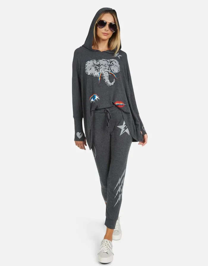 Women039s Kizzy Electric Elephant Elements Heather Black Lauren Moshi Long Sweatpants