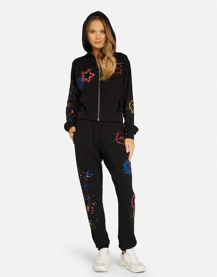 Women039s Lachelle Splatter Elements Black Lauren Moshi Hoodies