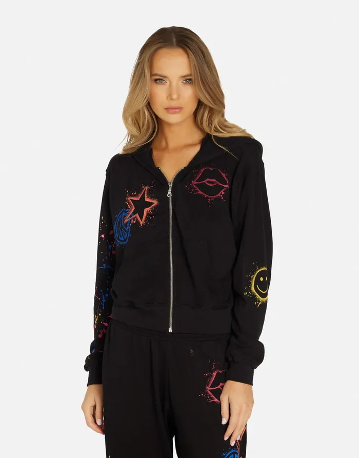 Women039s Lachelle Splatter Elements Black Lauren Moshi Hoodies