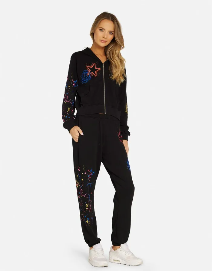 Women039s Lachelle Splatter Elements Black Lauren Moshi Hoodies