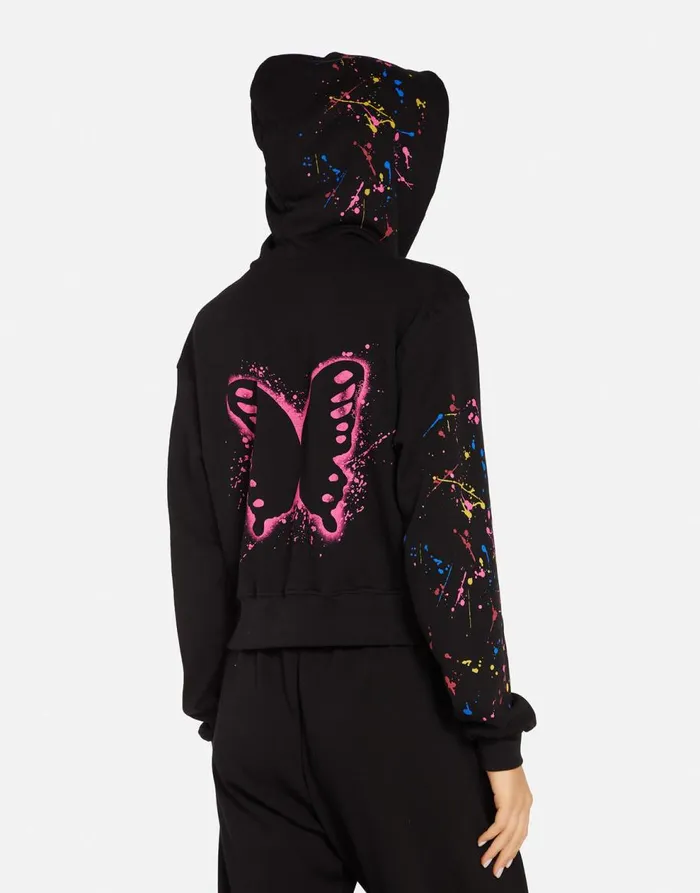 Women039s Lachelle Splatter Elements Black Lauren Moshi Hoodies