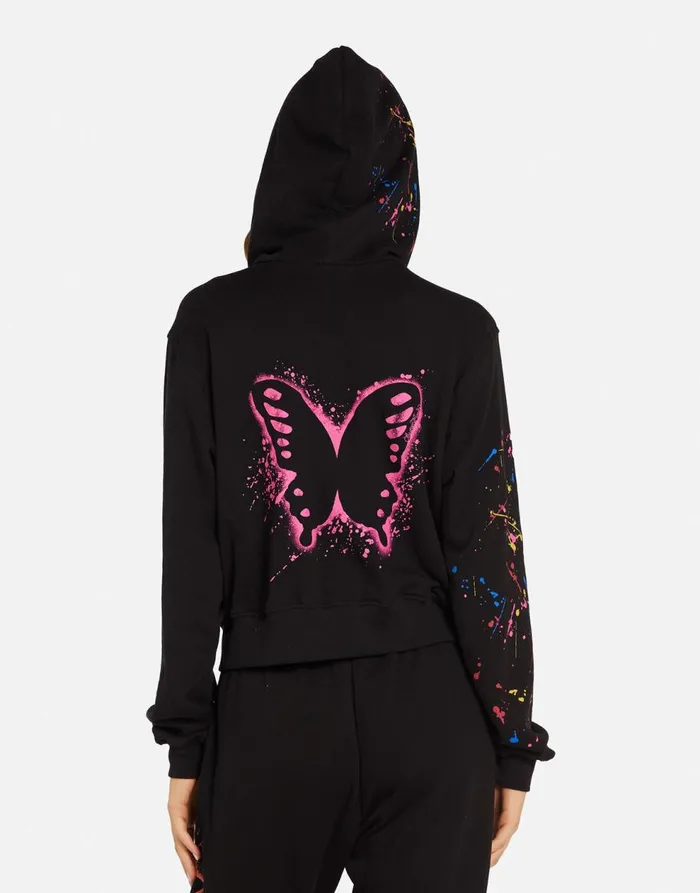 Women039s Lachelle Splatter Elements Black Lauren Moshi Hoodies