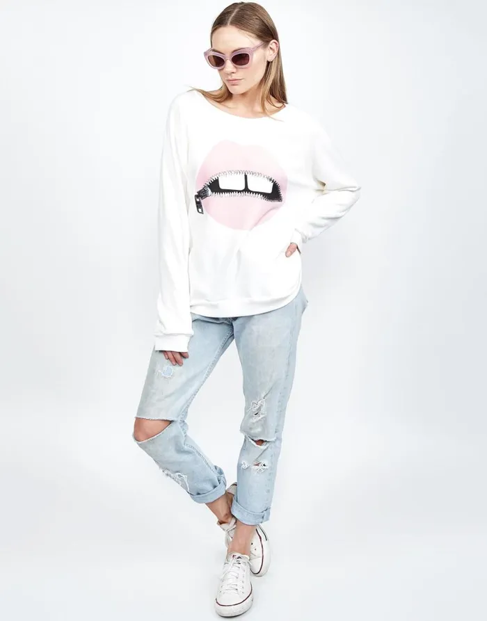Women039s Noleta Pink Foil Zipper Mouth Milk Lauren Moshi Long Sleeve