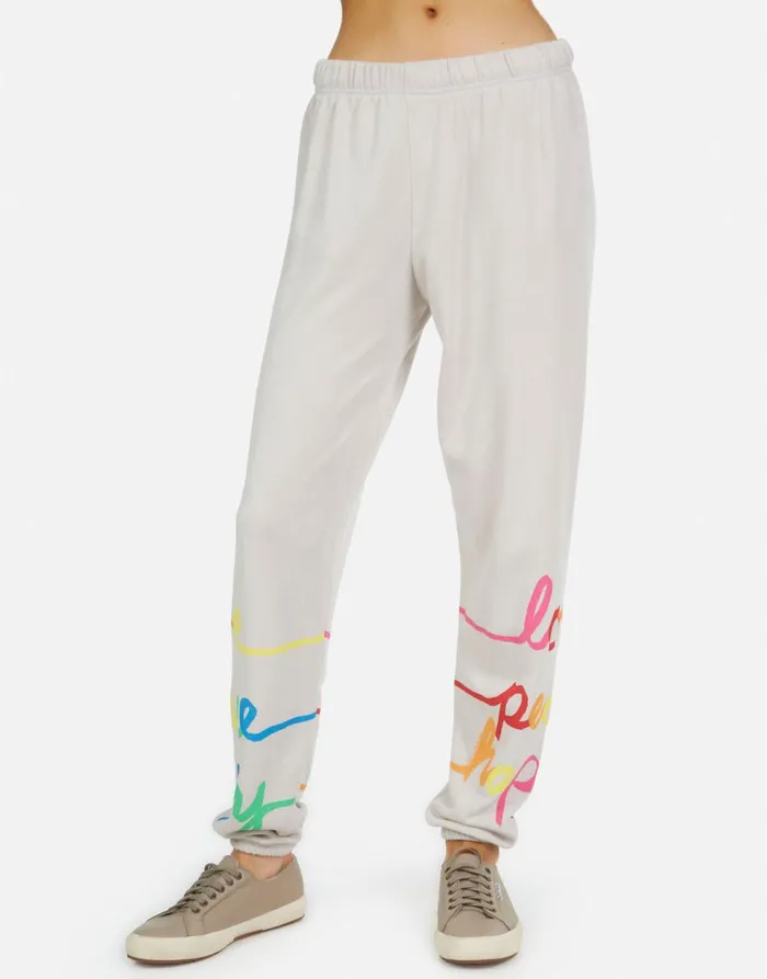 Women039s Tanzy Love Peace Happiness Cloud Lauren Moshi Long Sweatpants