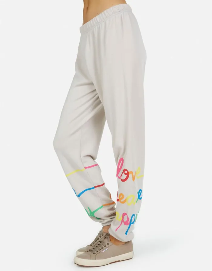 Women039s Tanzy Love Peace Happiness Cloud Lauren Moshi Long Sweatpants