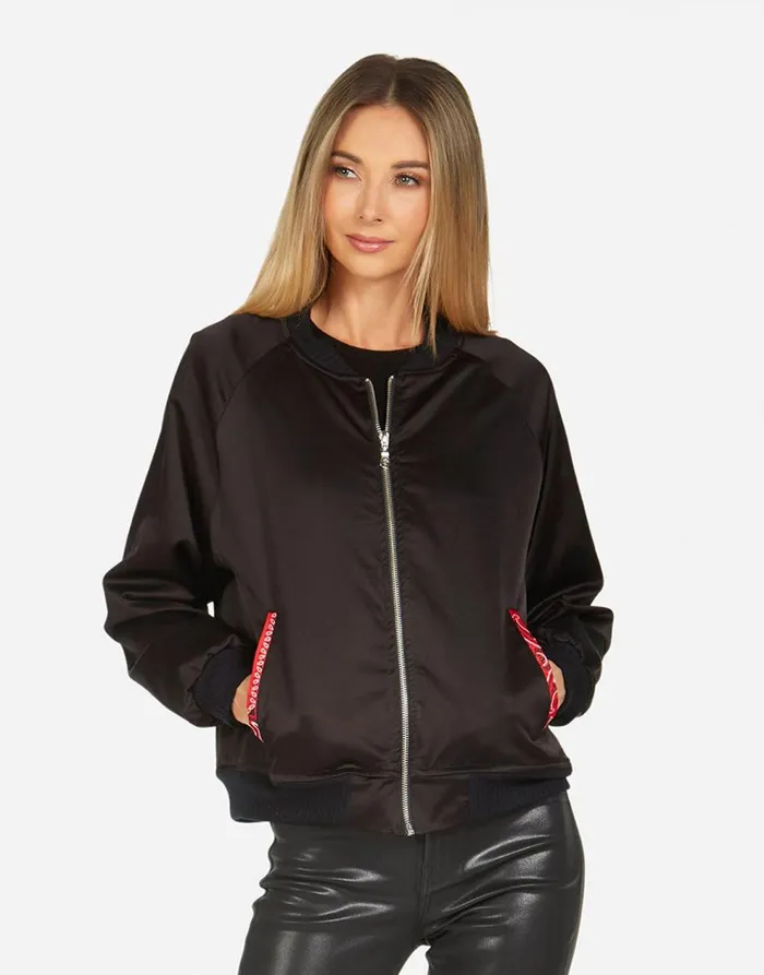 Women039s Trishelle Bandana Lip Black Red Bandana Lauren Moshi Jackets