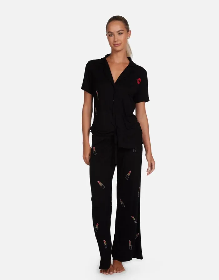 Women039s Waverly Lipstick Lip Black Lauren Moshi Short Sleeve
