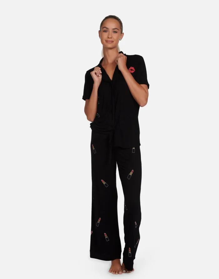 Women039s Waverly Lipstick Lip Black Lauren Moshi Short Sleeve