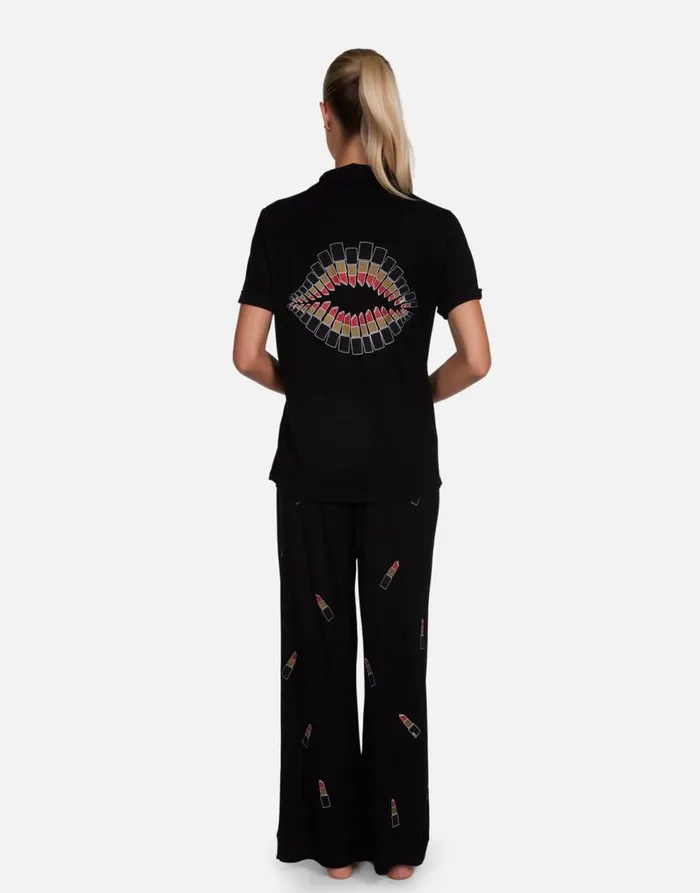 Women039s Waverly Lipstick Lip Black Lauren Moshi Short Sleeve