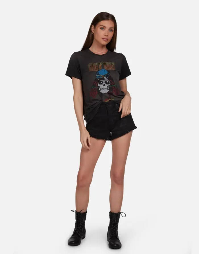 Women039s Wolf Guns N039 Roses Skull Black Haze Lauren Moshi Short Sleeve