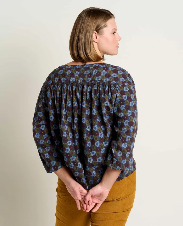 Women8217s Manzana Long Sleeve Peasant Top True Navy Floral Print Tops and TShirts ToadandCo
