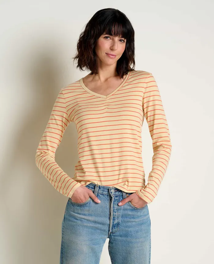 Women8217s Rose Long Sleeve Tee Papaya Bold Stripe Tops and TShirts ToadandCo