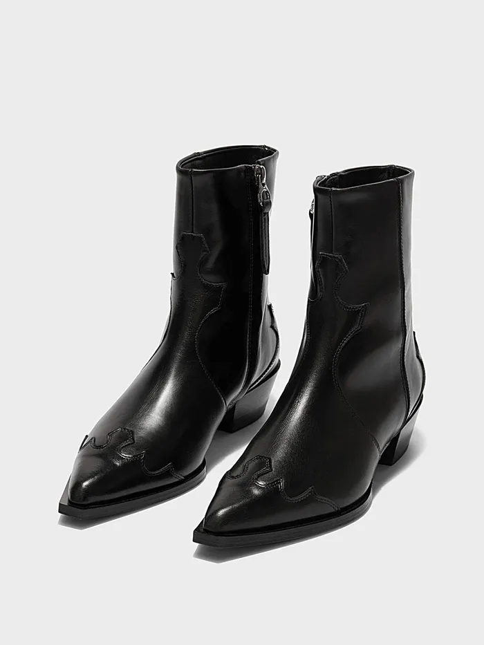 Women Aeyde HESTER Black Cowboy Boot Aeyde Ankle Boots