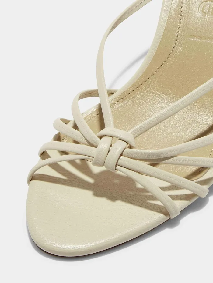 Women Aeyde OLGA Creamy Knotted Heeled Slide Aeyde Heeled Sandals Women Aeyde OLGA Creamy Knotted Heeled Slide Aeyde Heeled Sandals