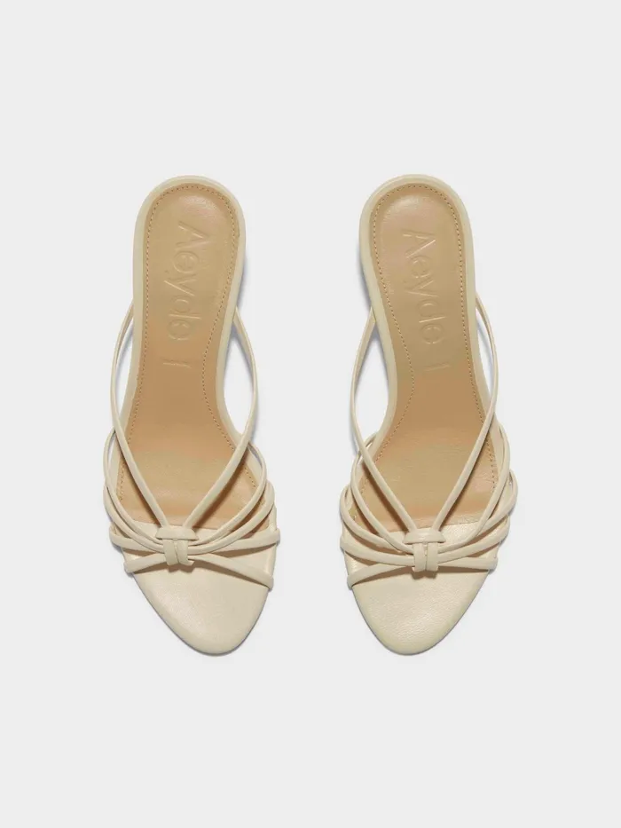 Women Aeyde OLGA Creamy Knotted Heeled Slide Aeyde Heeled Sandals Women Aeyde OLGA Creamy Knotted Heeled Slide Aeyde Heeled Sandals