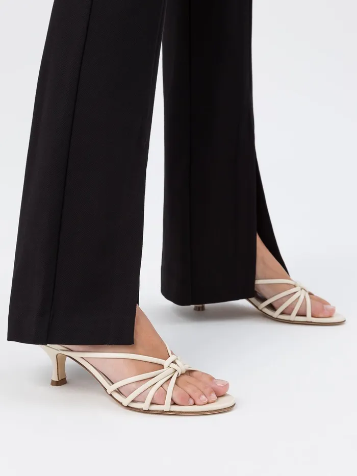 Women Aeyde OLGA Creamy Knotted Heeled Slide Aeyde Heeled Sandals Women Aeyde OLGA Creamy Knotted Heeled Slide Aeyde Heeled Sandals