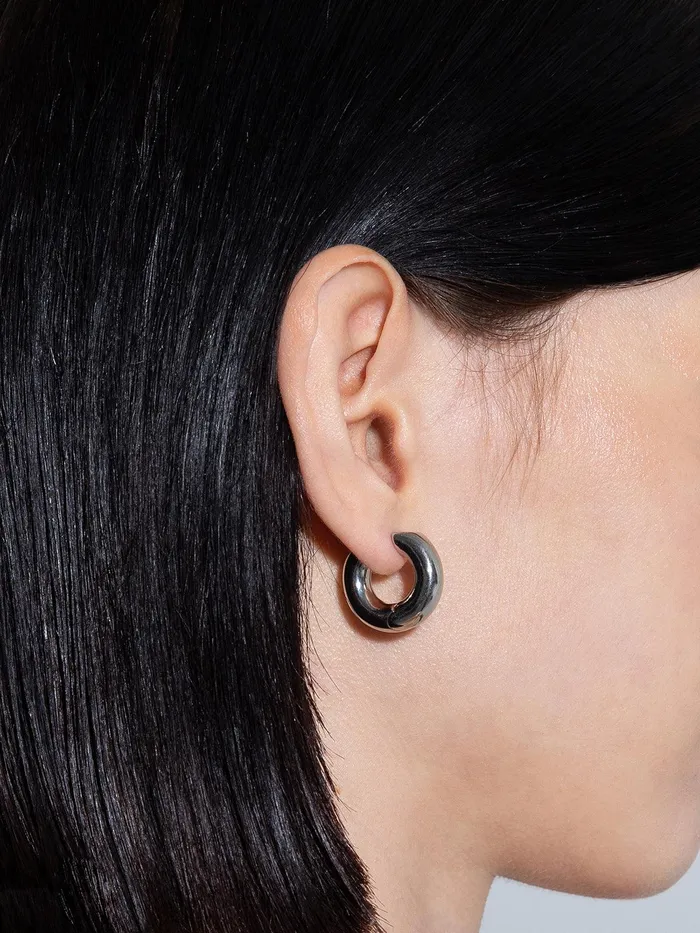 Women Alaya Medium PalladiumPlated Hoop Earrings Aeyde Earrings