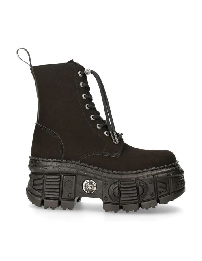 Women Ankle Boot Black Tank With Laces MWall026nV1 New Rock Military Women Ankle Boot Black Tank With Laces MWall026nV1 New Rock Military