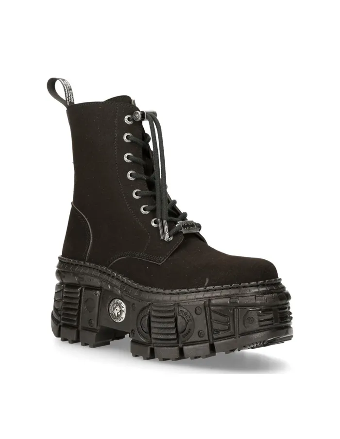 Women Ankle Boot Black Tank With Laces MWall026nV1 New Rock Military Women Ankle Boot Black Tank With Laces MWall026nV1 New Rock Military