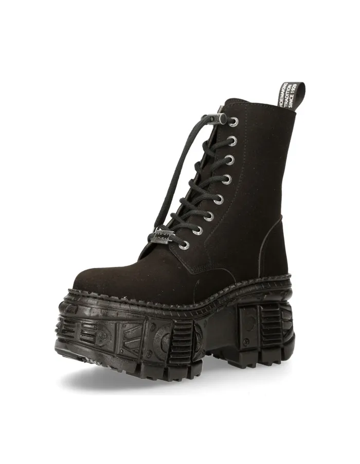 Women Ankle Boot Black Tank With Laces MWall026nV1 New Rock Military Women Ankle Boot Black Tank With Laces MWall026nV1 New Rock Military