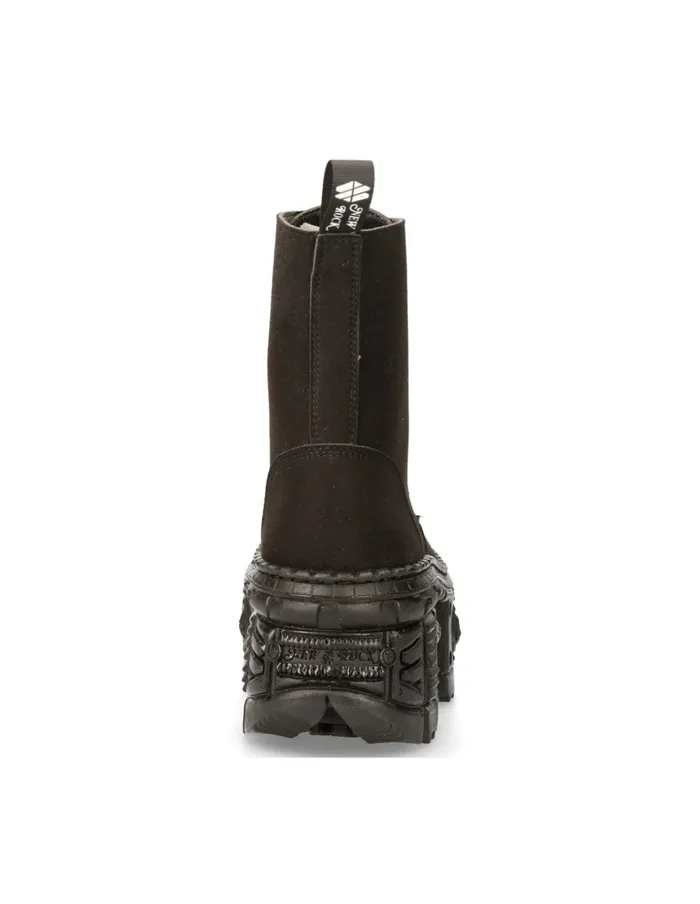 Women Ankle Boot Black Tank With Laces MWall026nV1 New Rock Military Women Ankle Boot Black Tank With Laces MWall026nV1 New Rock Military