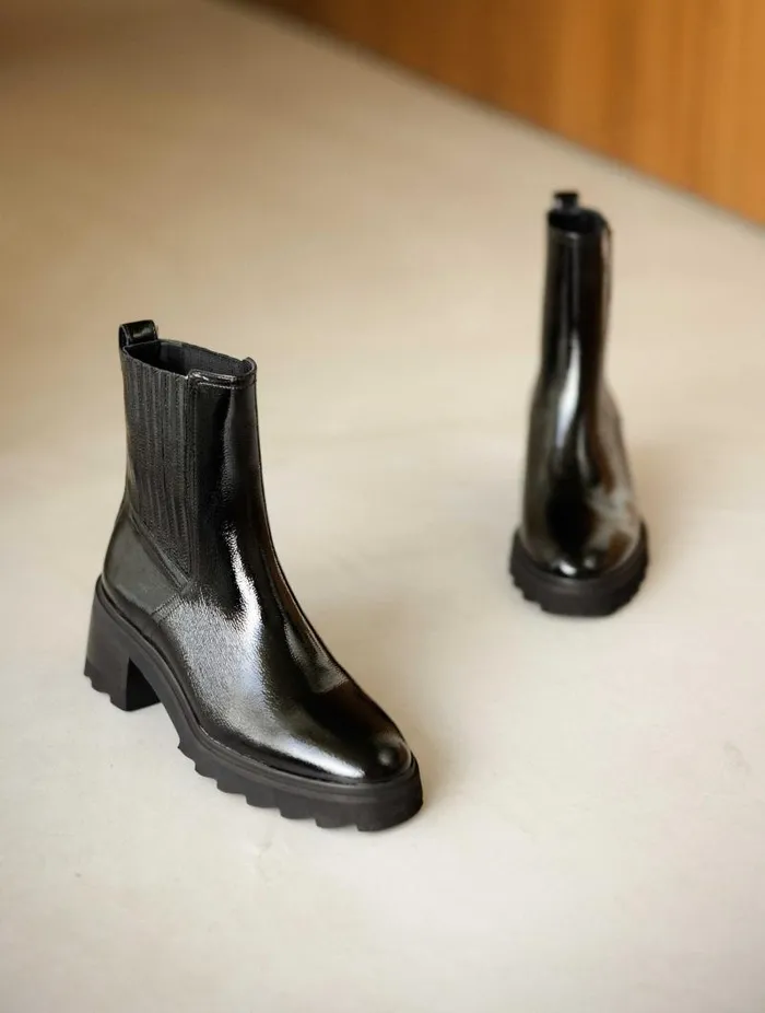 Women Ankle Boots Bobbies Lison Black Vinyl