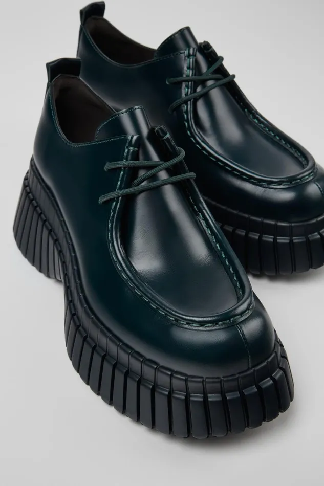 Women BCN Green Leather Shoes Camper Formal Shoes