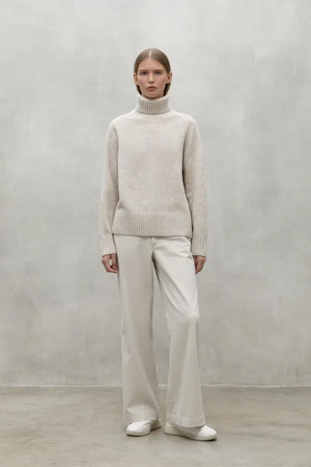 Women Beige Caqui Turtleneck Ecoalf Knitwear